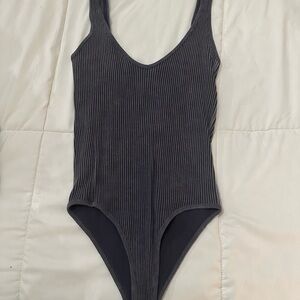 Blue-Gray ribbed bodysuit